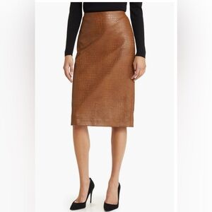 Ann Klein Croc Embossed Faux Leather Skirt